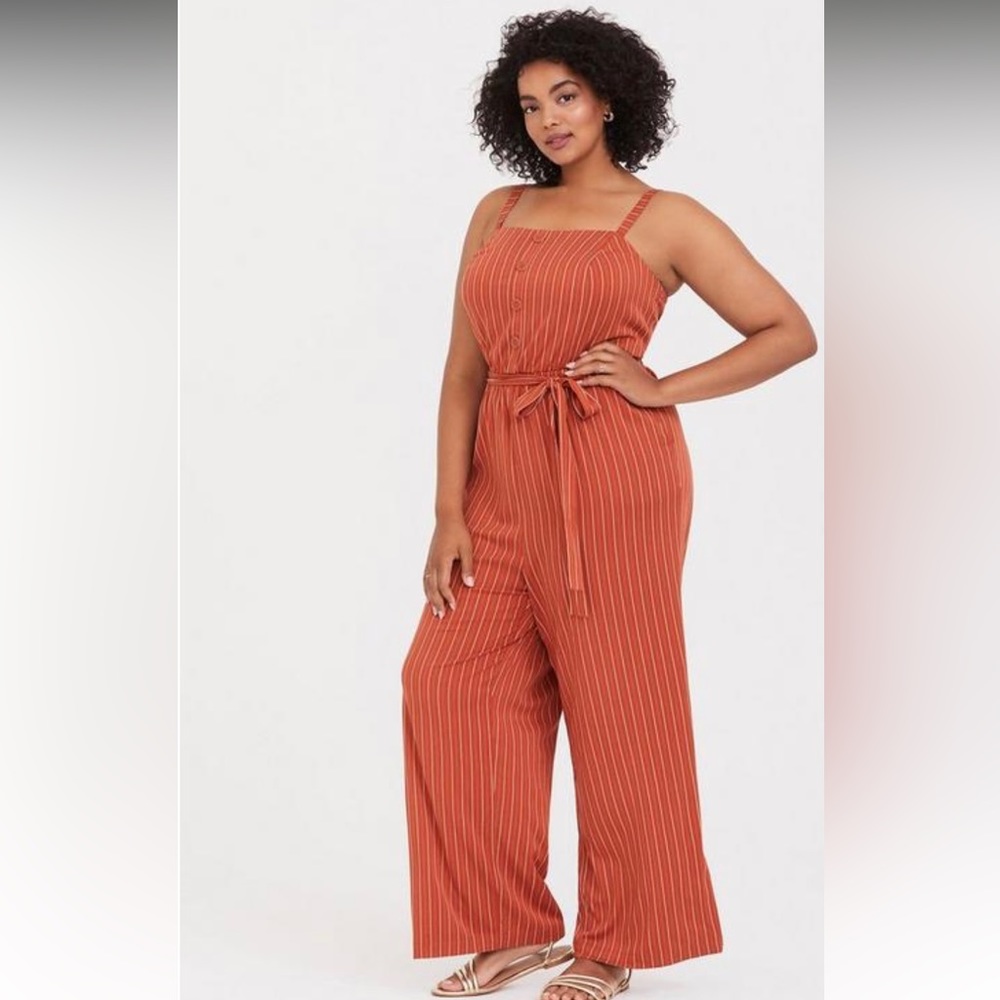 Torrid Striped Wide leg jumpsuit.